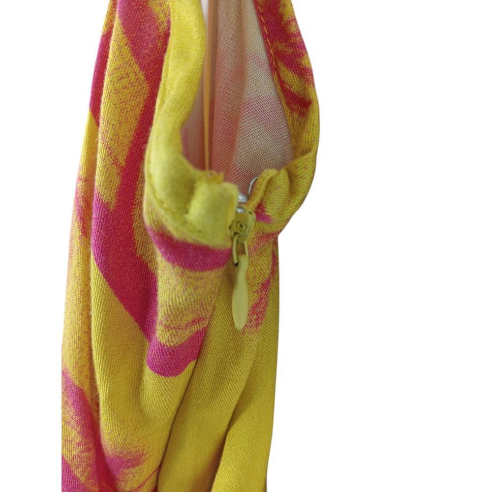 New Urban Outfitters Sunny Flare Cutout Pants Yellow Palm Tree Sz 14 Boho - Picture 7 of 10